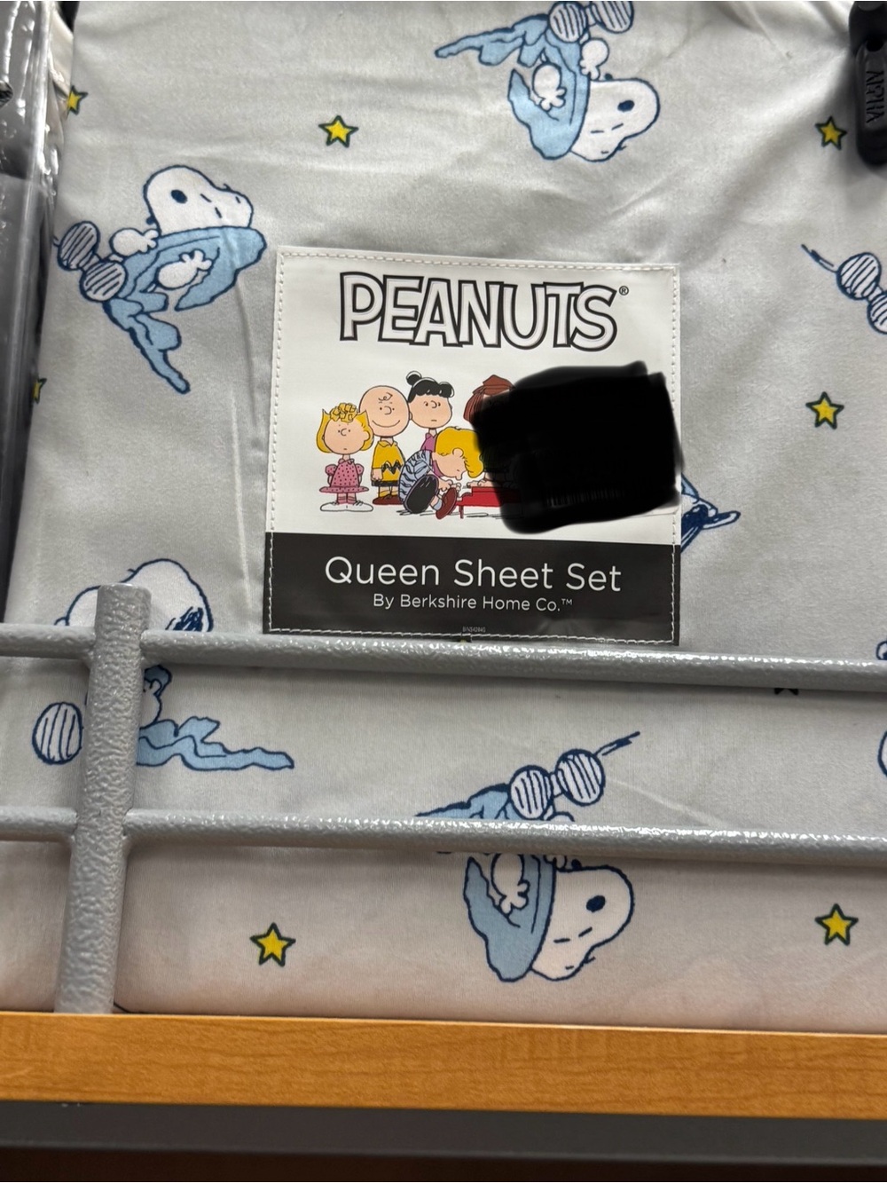 Peanuts Queen Sheet Set in Light Blue with Snoopy and Stars